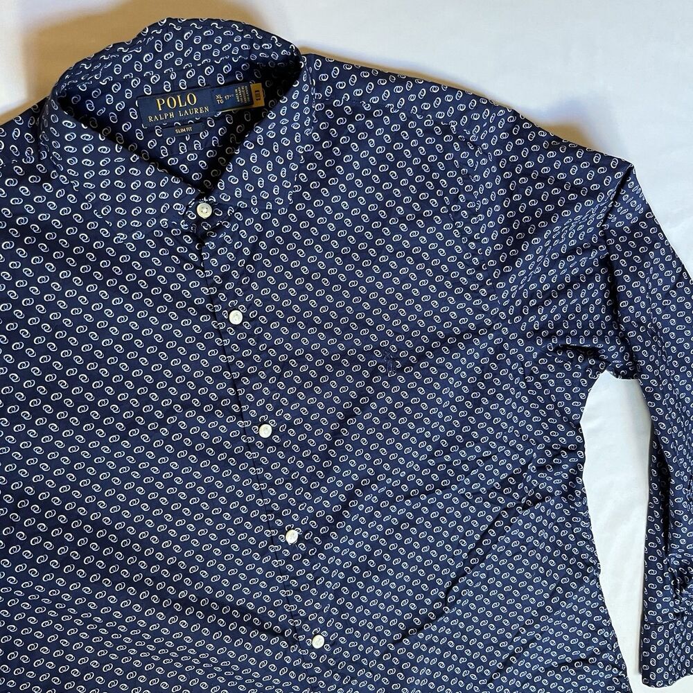 Polo Ralph Lauren Shirt Mens XL 17 1/2 Geometric Circle Button Down Casual Dot